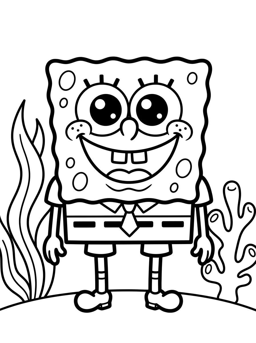 Bob Esponja Sorridente Fofo para colorir Desenho de Bob Esponja Sorridente Fofo para colorir e imprimir grátis