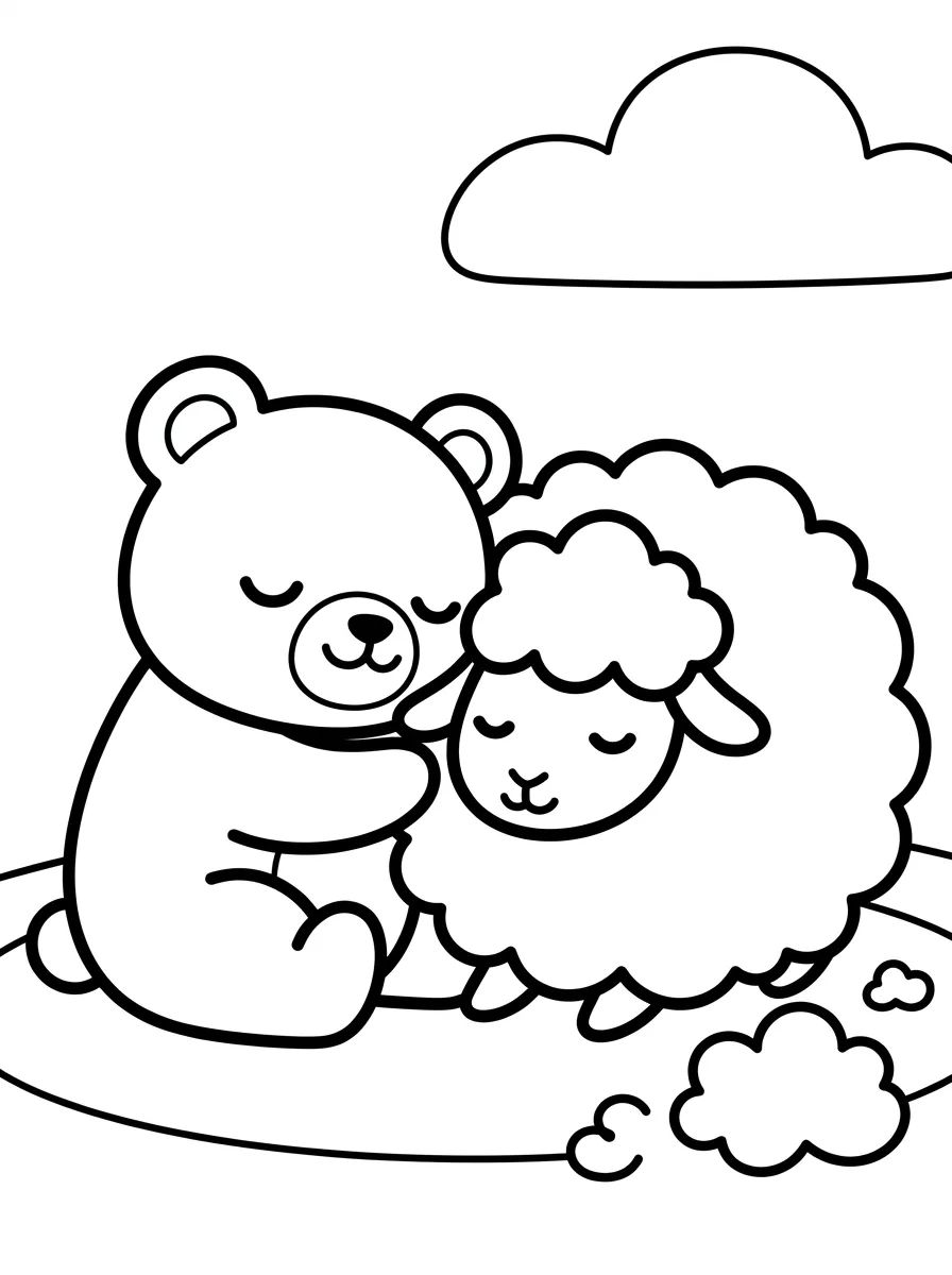 Bobbie Dormindo com a Ovelhinha para colorir Desenho de Bobbie Dormindo com a Ovelhinha para colorir e imprimir grátis