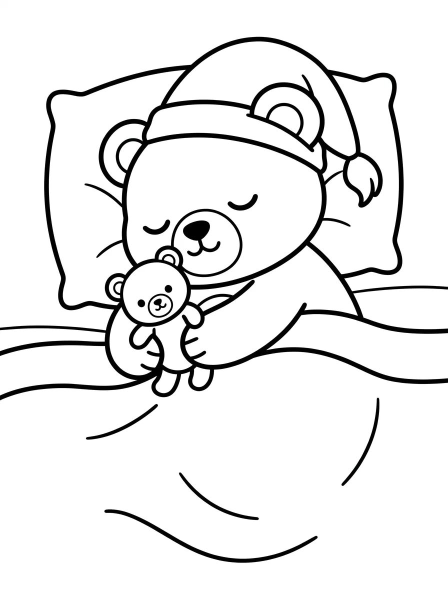 Bobbie Dormindo com Ursinho para colorir Desenho de Bobbie Dormindo com Ursinho para colorir e imprimir grátis