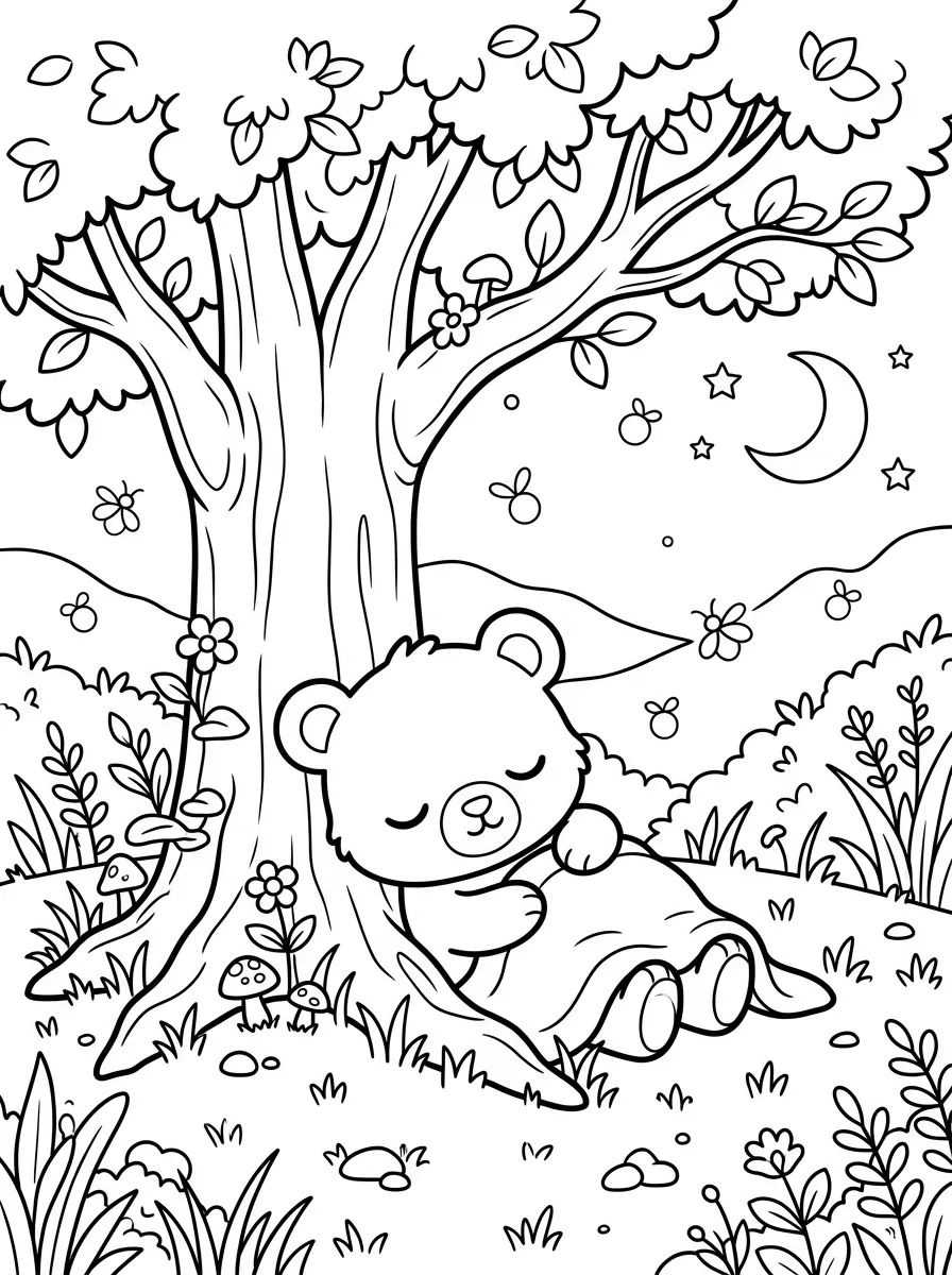 Bobbie Dormindo debaixo da Árvore para colorir Desenho de Bobbie Dormindo debaixo da Árvore para colorir e imprimir grátis
