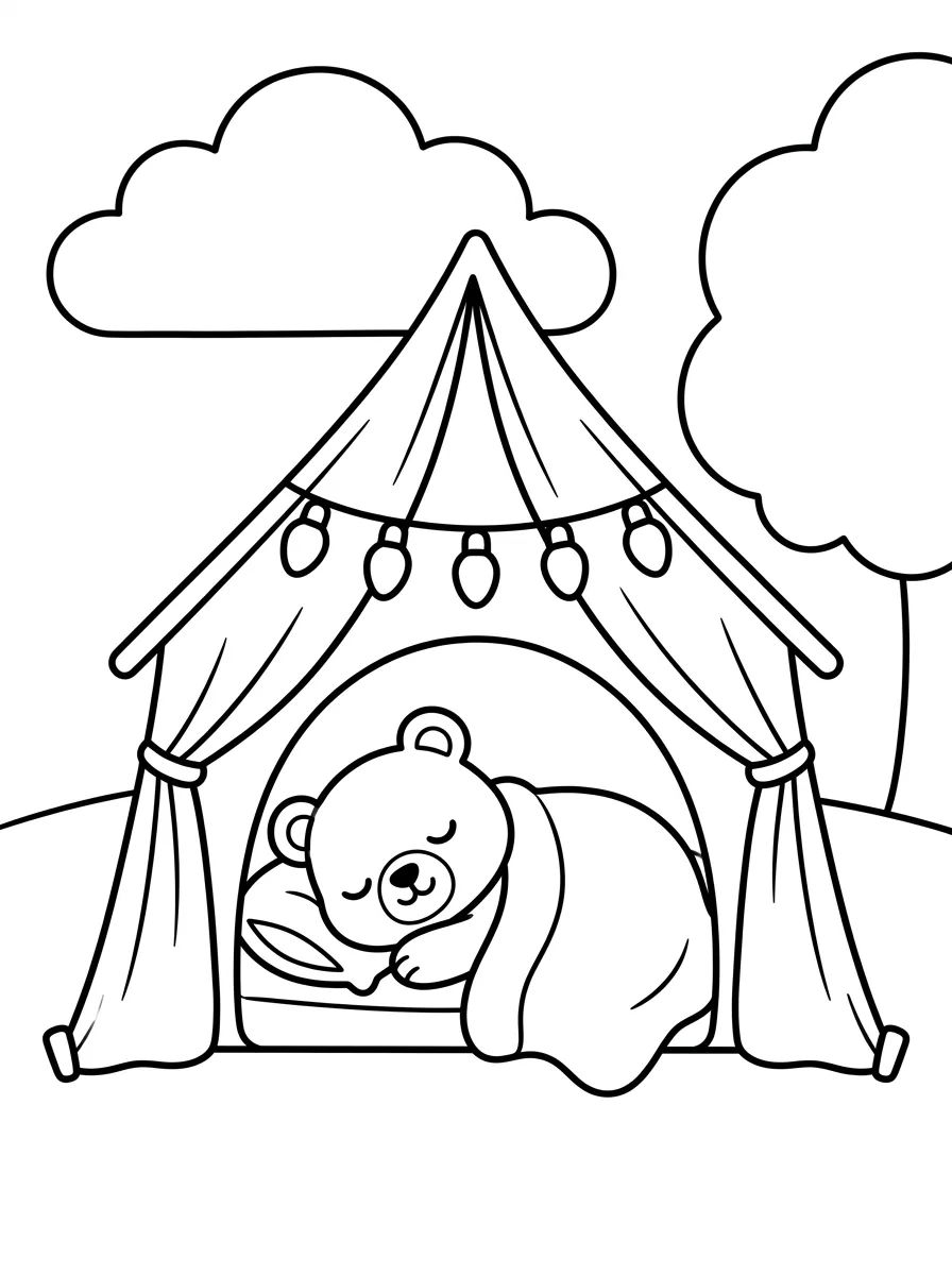 Bobbie Dormindo na Cabana Tenda para colorir Desenho de Bobbie Dormindo na Cabana Tenda para colorir e imprimir grátis