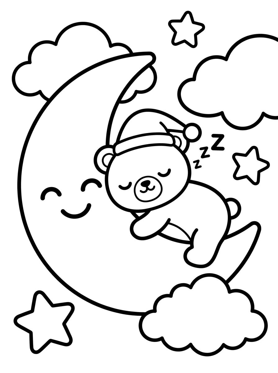Bobbie Dormindo na Lua Crescente para colorir Desenho de Bobbie Dormindo na Lua Crescente para colorir e imprimir grátis