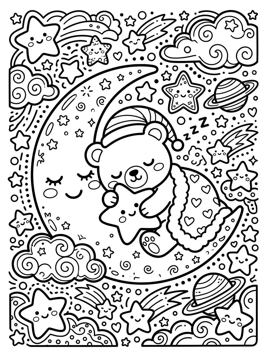 Coleção de desenhos para colorir: Sleeping Bobbie Bear Coloring Pages