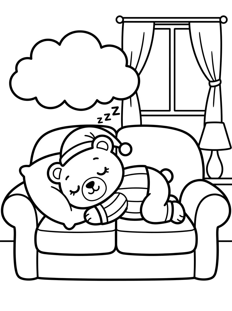 Bobbie Napping on a Cozy Sofa para colorir Desenho de Bobbie Napping on a Cozy Sofa para colorir e imprimir grátis