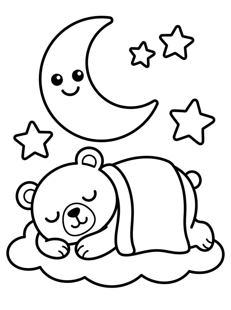 Bobbie Dormindo Sob a Lua para colorir Desenho de Bobbie Dormindo Sob a Lua para colorir e imprimir grátis