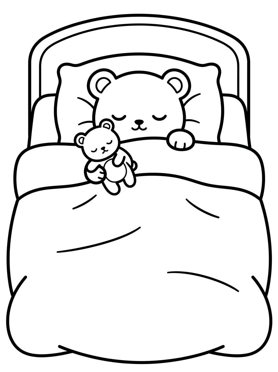 Bobbie na Cama com Ursinho de Pelúcia para colorir Desenho de Bobbie na Cama com Ursinho de Pelúcia para colorir e imprimir grátis