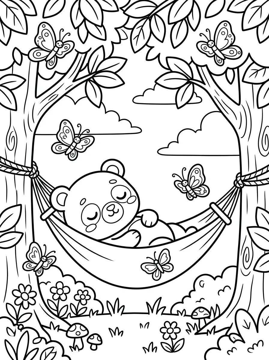 Bobbie Tirando Soneca na Rede para colorir Desenho de Bobbie Tirando Soneca na Rede para colorir e imprimir grátis