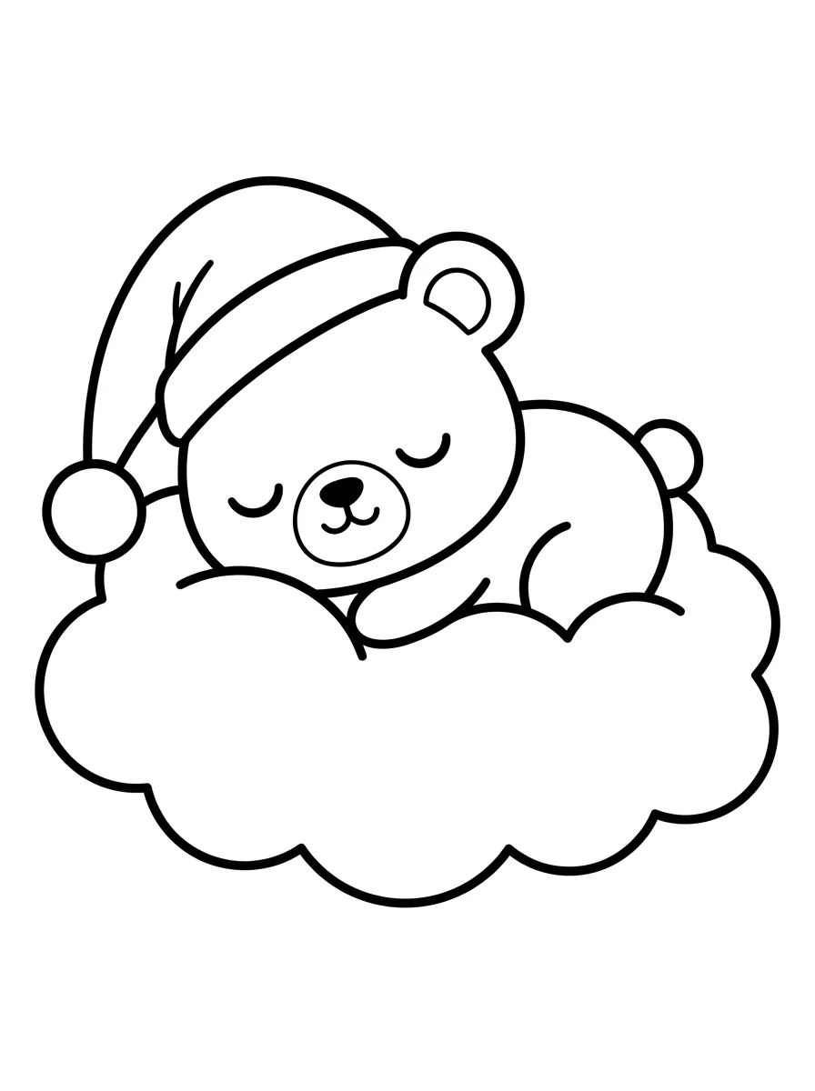Ursinho Bobbie Dormindo na Nuvem para colorir Desenho de Ursinho Bobbie Dormindo na Nuvem para colorir e imprimir grátis