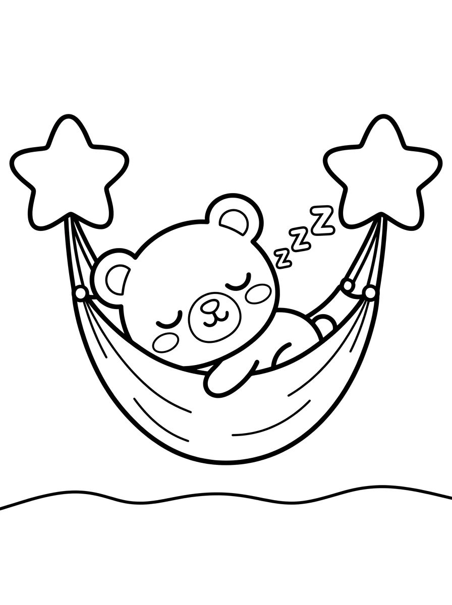 Ursinho Bobbie Dormindo na Rede para colorir Desenho de Ursinho Bobbie Dormindo na Rede para colorir e imprimir grátis