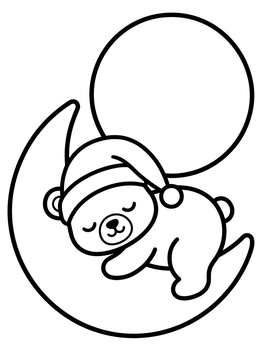 Ursinho Bobbie Dormindo sob a Lua Cheia para colorir Desenho de Ursinho Bobbie Dormindo sob a Lua Cheia para colorir e imprimir grátis