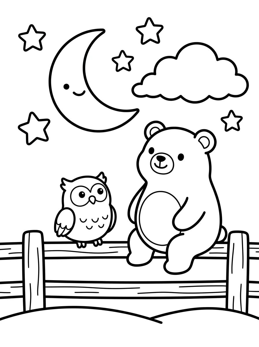 Bobbie e a Corujinha Vendo Estrelas para colorir Desenho de Bobbie e a Corujinha Vendo Estrelas para colorir e imprimir grátis