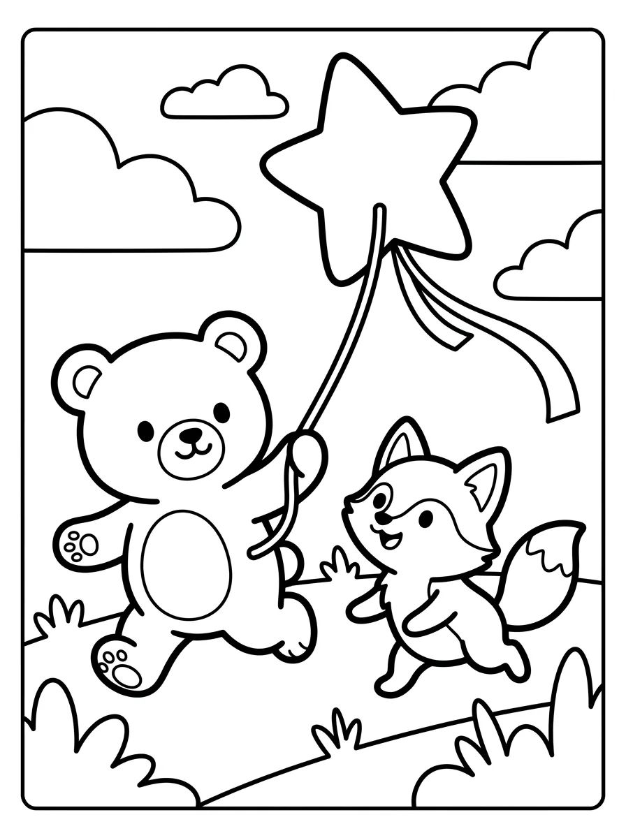 Bobbie e a Raposinha Soltando Pipa para colorir Desenho de Bobbie e a Raposinha Soltando Pipa para colorir e imprimir grátis