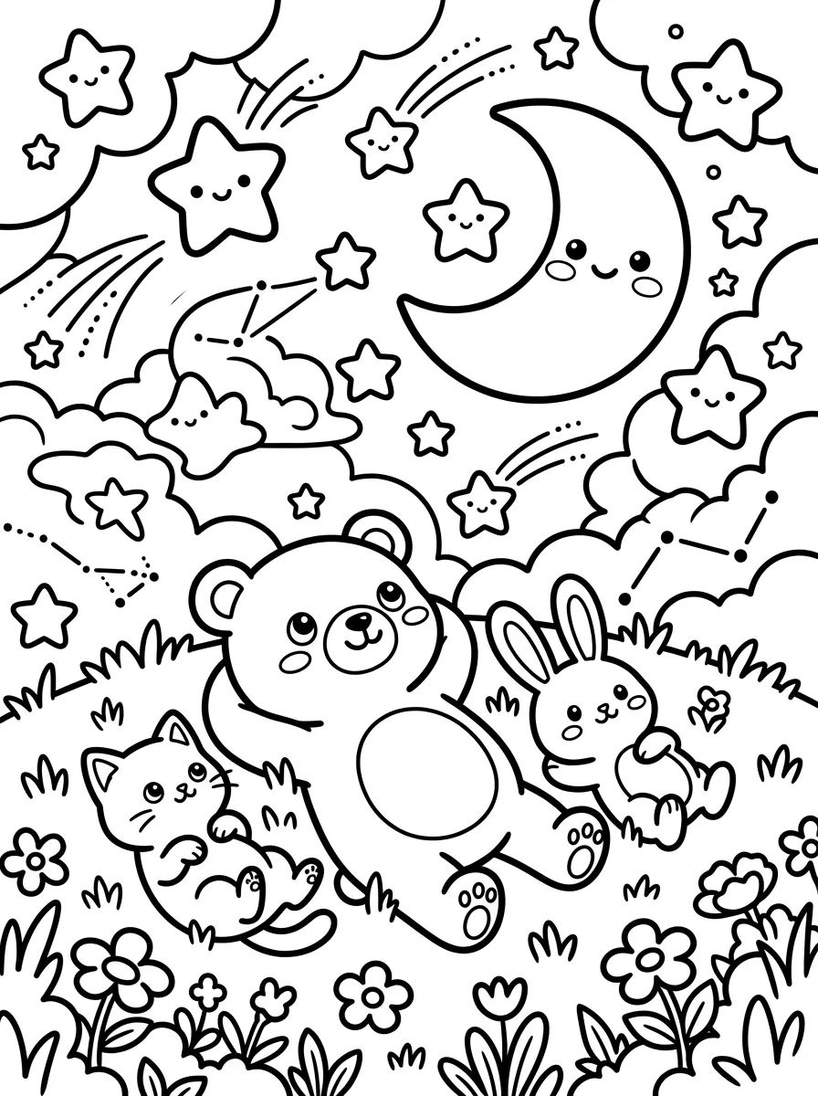 Bobbie e Amigos Olhando as Estrelas para colorir Desenho de Bobbie e Amigos Olhando as Estrelas para colorir e imprimir grátis