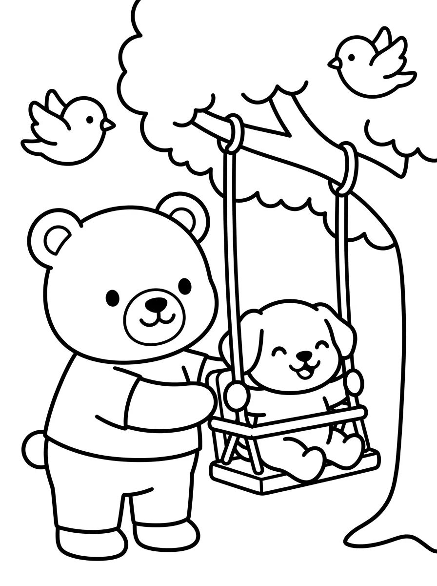 Bobbie e Cachorrinho no Balanço para colorir Desenho de Bobbie e Cachorrinho no Balanço para colorir e imprimir grátis