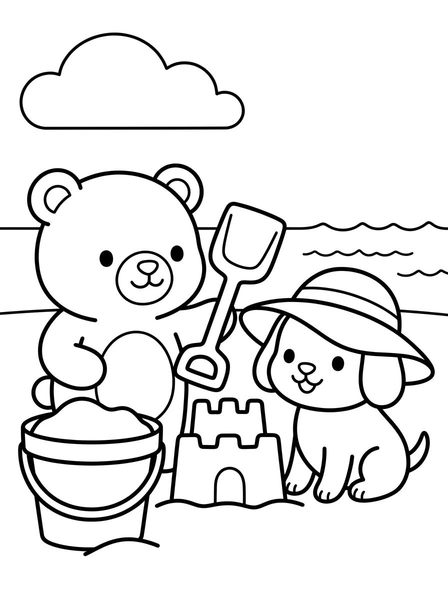 Bobbie e o Cachorrinho na Praia para colorir Desenho de Bobbie e o Cachorrinho na Praia para colorir e imprimir grátis