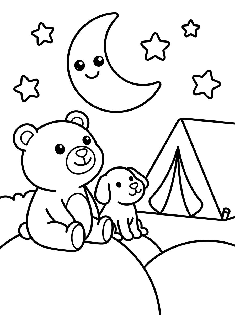 Bobbie e o Cãozinho Olhando as Estrelas para colorir Desenho de Bobbie e o Cãozinho Olhando as Estrelas para colorir e imprimir grátis