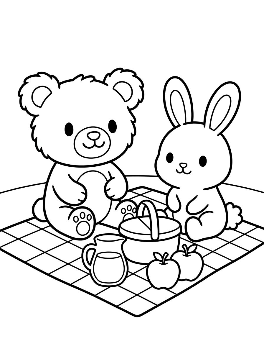 Bobbie y el conejo de picnic para colorir Desenho de Bobbie y el conejo de picnic para colorir e imprimir grátis