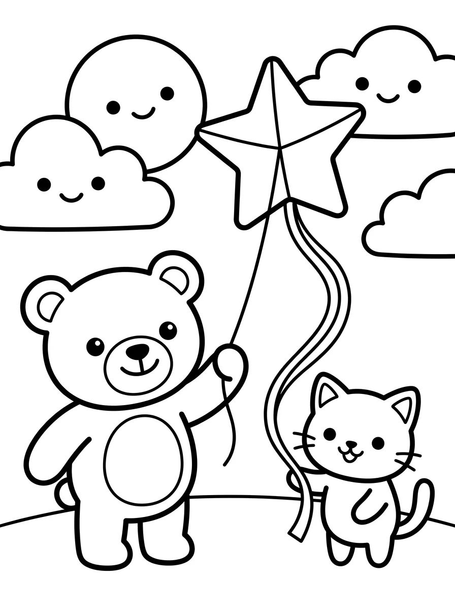 Bobbie y el Gatito Volando una Cometa para colorir Desenho de Bobbie y el Gatito Volando una Cometa para colorir e imprimir grátis