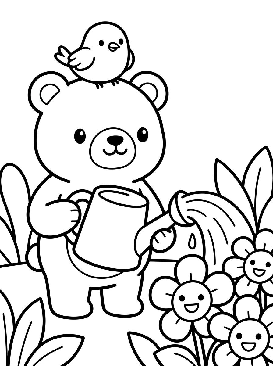 Bobbie y el Pajarito Cuidando el Jardín para colorir Desenho de Bobbie y el Pajarito Cuidando el Jardín para colorir e imprimir grátis