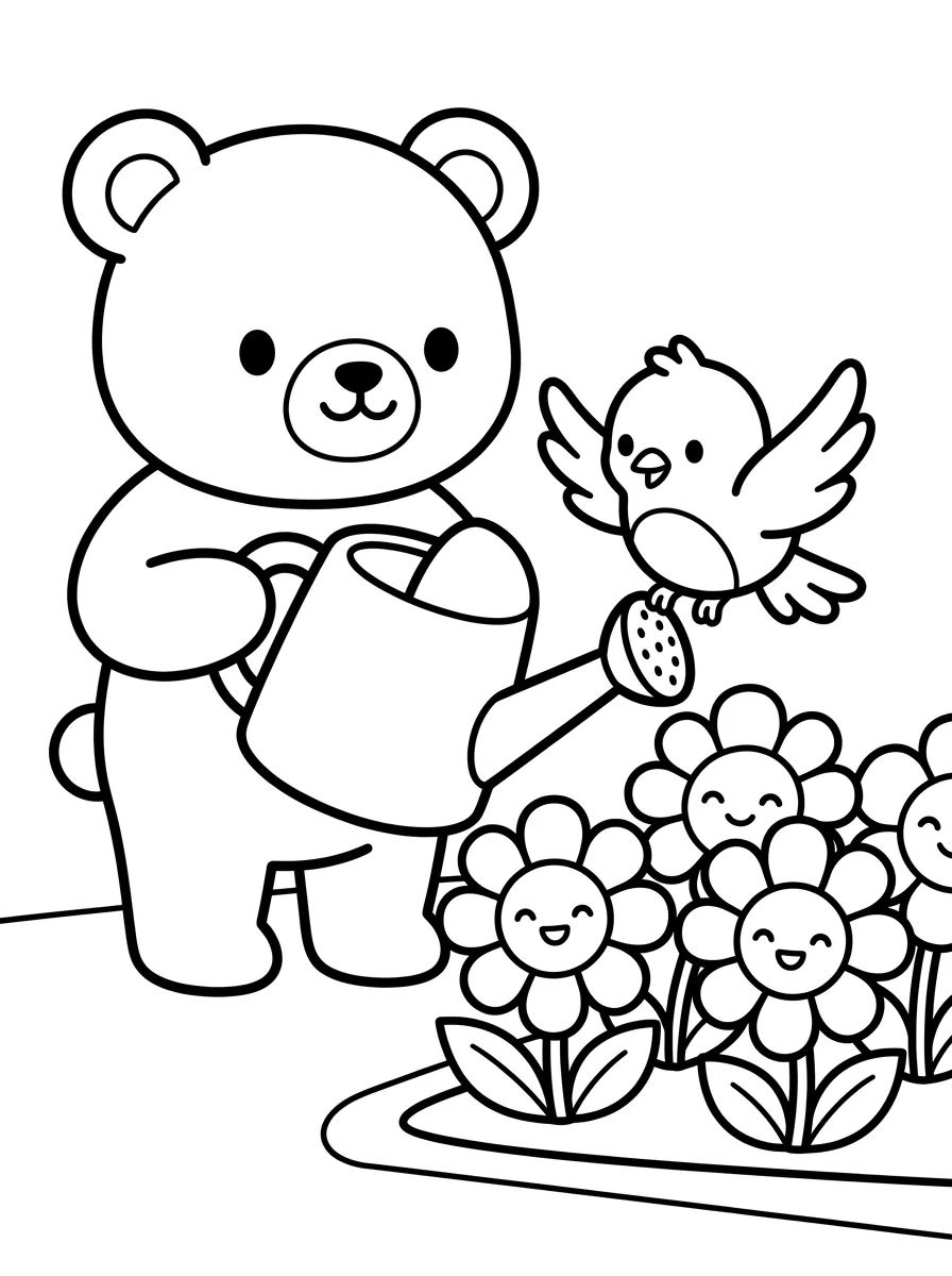 Bobbie e o Passarinho no Jardim para colorir Desenho de Bobbie e o Passarinho no Jardim para colorir e imprimir grátis