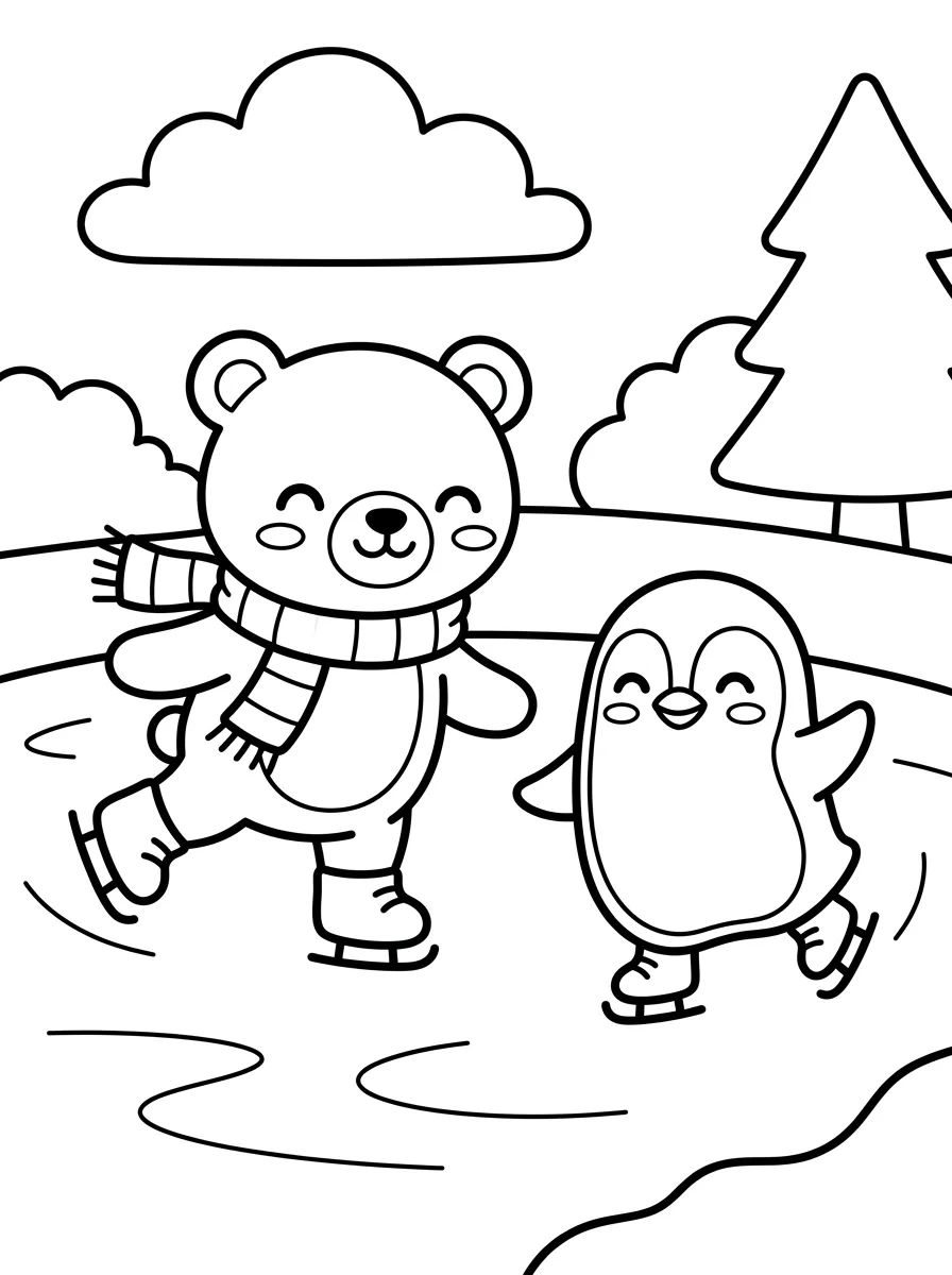 Bobbie e o Pinguim no Gelo para colorir Desenho de Bobbie e o Pinguim no Gelo para colorir e imprimir grátis