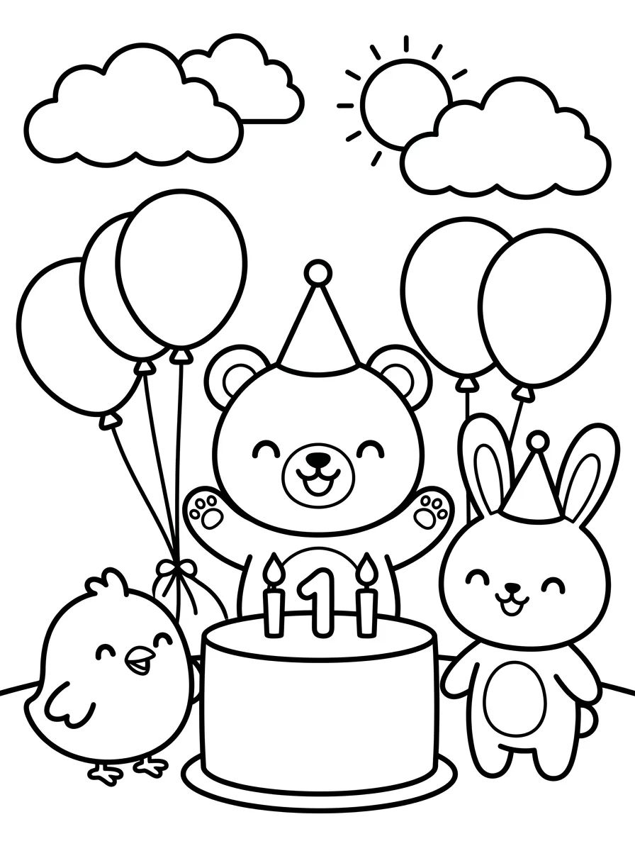 Festa de Aniversário do Bobbie e Amigos para colorir Desenho de Festa de Aniversário do Bobbie e Amigos para colorir e imprimir grátis