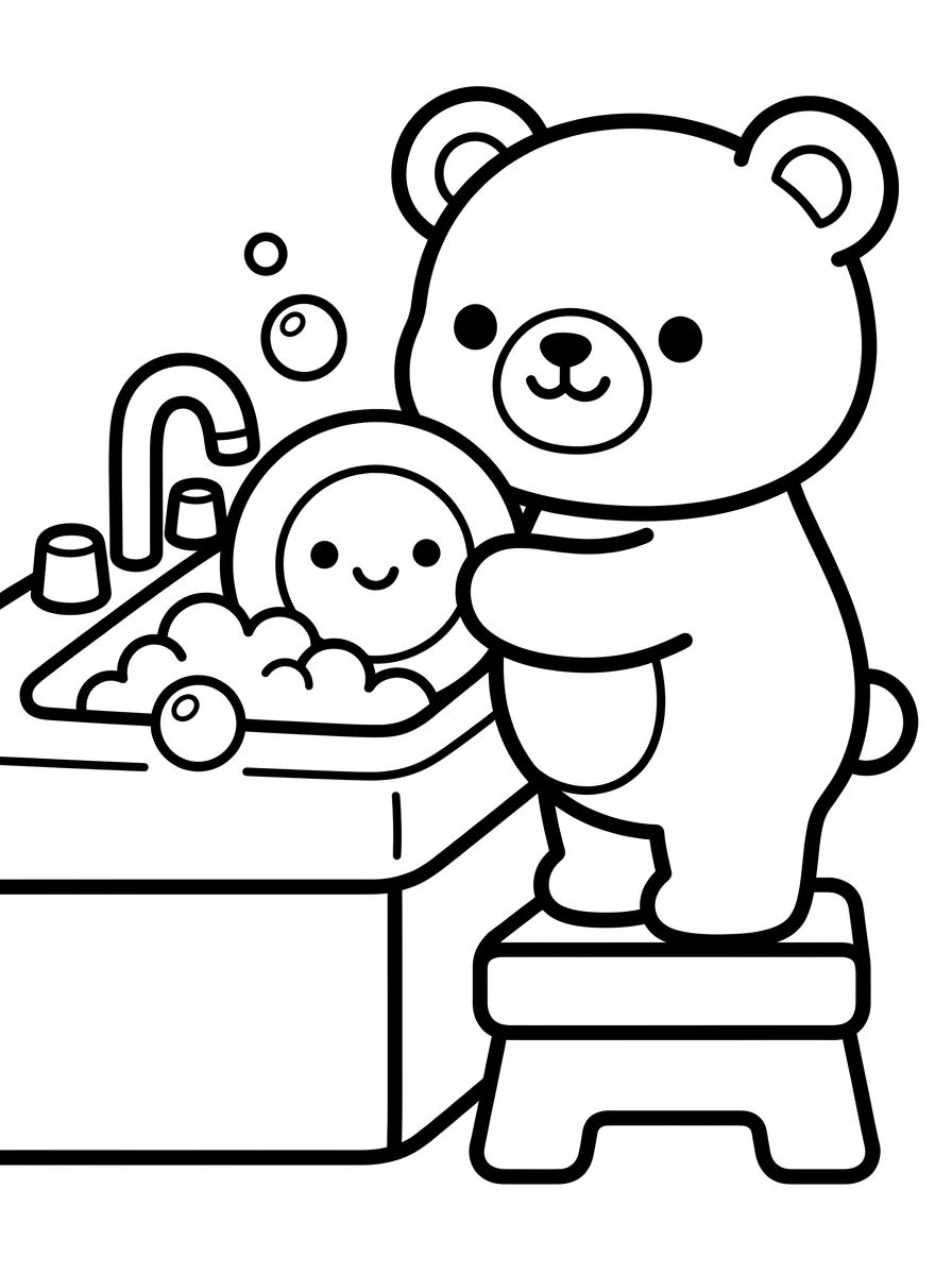 Bobbie Ajudando a Lavar a Louça para colorir Desenho de Bobbie Ajudando a Lavar a Louça para colorir e imprimir grátis