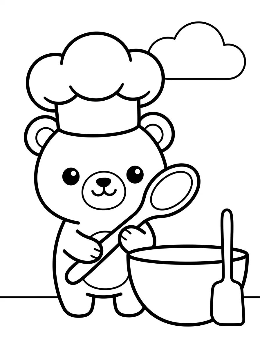 Chef Bobbie with a Wooden Spoon para colorir Desenho de Chef Bobbie with a Wooden Spoon para colorir e imprimir grátis