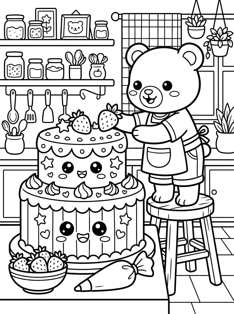 Bobbie Decorando um Bolo para colorir Desenho de Bobbie Decorando um Bolo para colorir e imprimir grátis