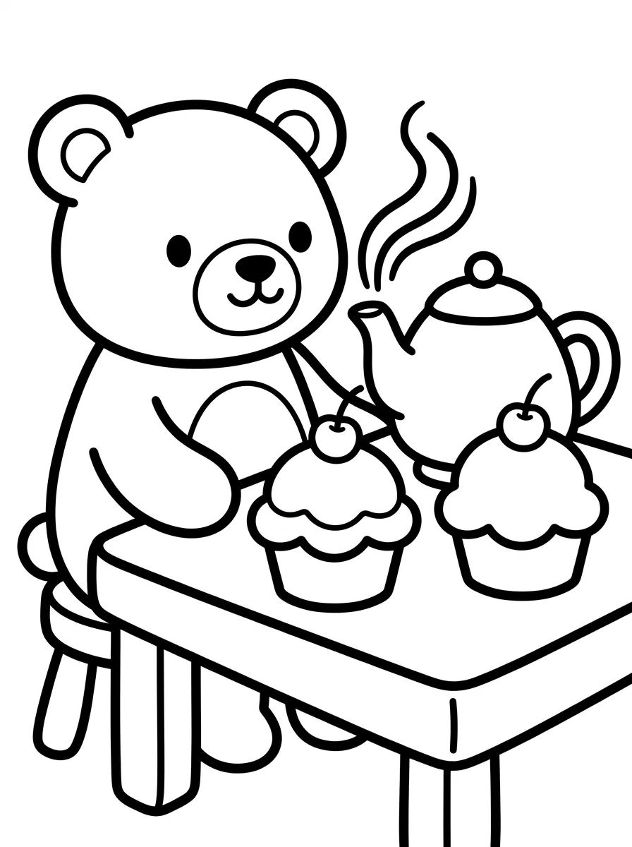 Bobbie's Tea Party with Cupcakes para colorir Desenho de Bobbie's Tea Party with Cupcakes para colorir e imprimir grátis