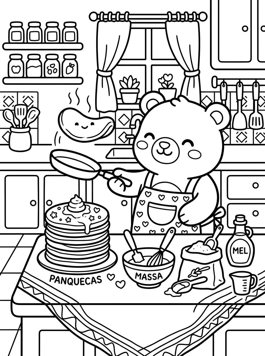 Bobbie Fazendo Panquecas para colorir Desenho de Bobbie Fazendo Panquecas para colorir e imprimir grátis