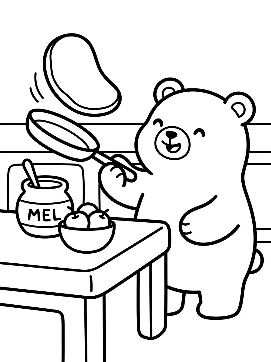 Bobbie Fazendo Panquecas para colorir Desenho de Bobbie Fazendo Panquecas para colorir e imprimir grátis