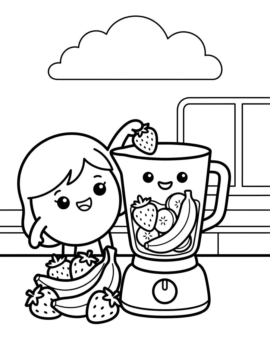 Bobbie Fazendo Suco de Frutas para colorir Desenho de Bobbie Fazendo Suco de Frutas para colorir e imprimir grátis