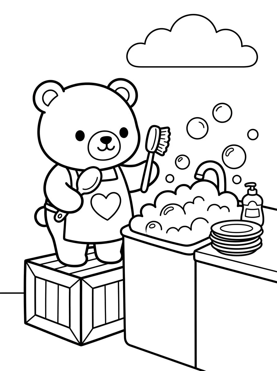 Bobbie Lavando a Louça para colorir Desenho de Bobbie Lavando a Louça para colorir e imprimir grátis