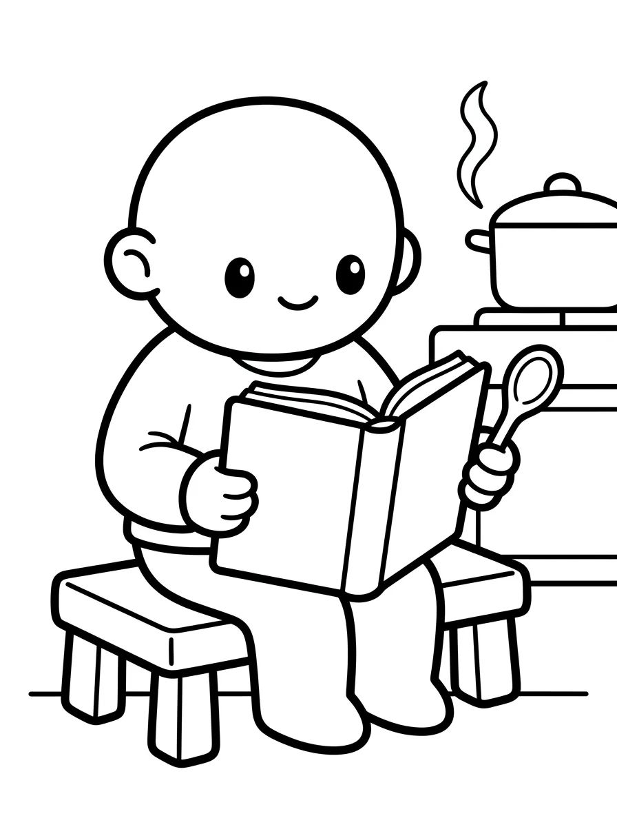 Bobbie Lendo Livro de Receitas para colorir Desenho de Bobbie Lendo Livro de Receitas para colorir e imprimir grátis