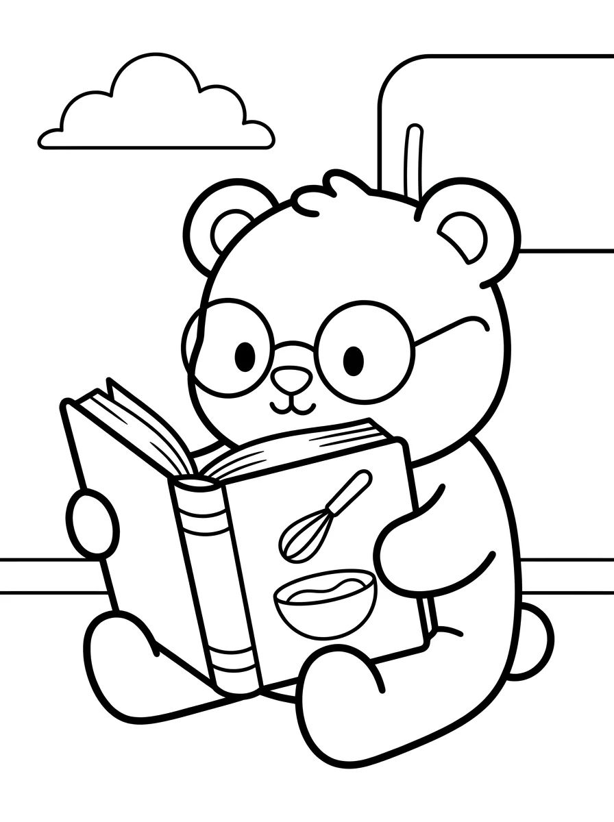 Bobbie Leyendo un Libro de Recetas para colorir Desenho de Bobbie Leyendo un Libro de Recetas para colorir e imprimir grátis