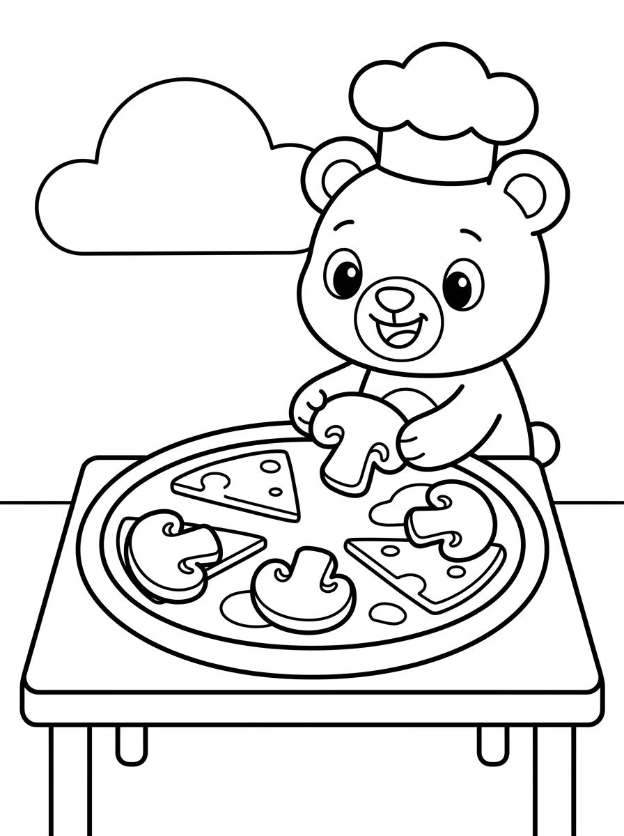 Bobbie Montando uma Pizza para colorir Desenho de Bobbie Montando uma Pizza para colorir e imprimir grátis