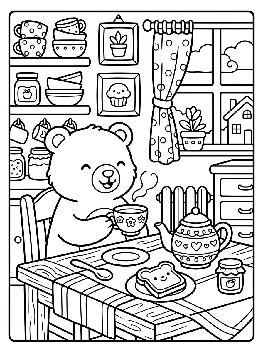 Bobbie no Chá da Tarde para colorir Desenho de Bobbie no Chá da Tarde para colorir e imprimir grátis