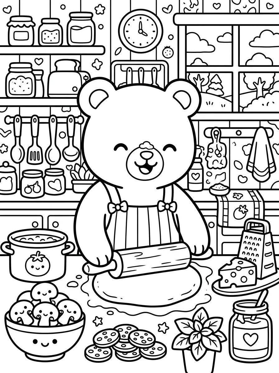 Bobbie Preparando Pizza para colorir Desenho de Bobbie Preparando Pizza para colorir e imprimir grátis