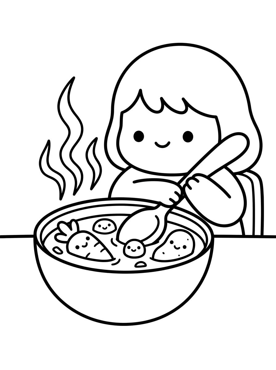 Bobbie Eating Warm Soup para colorir Desenho de Bobbie Eating Warm Soup para colorir e imprimir grátis