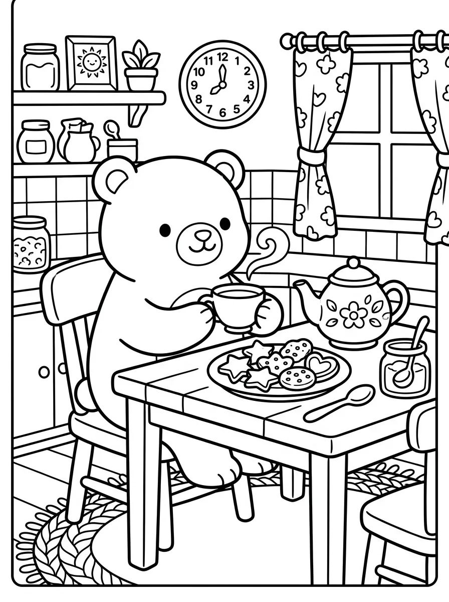 Ursinho Bobbie e os Biscoitos de Chá para colorir Desenho de Ursinho Bobbie e os Biscoitos de Chá para colorir e imprimir grátis