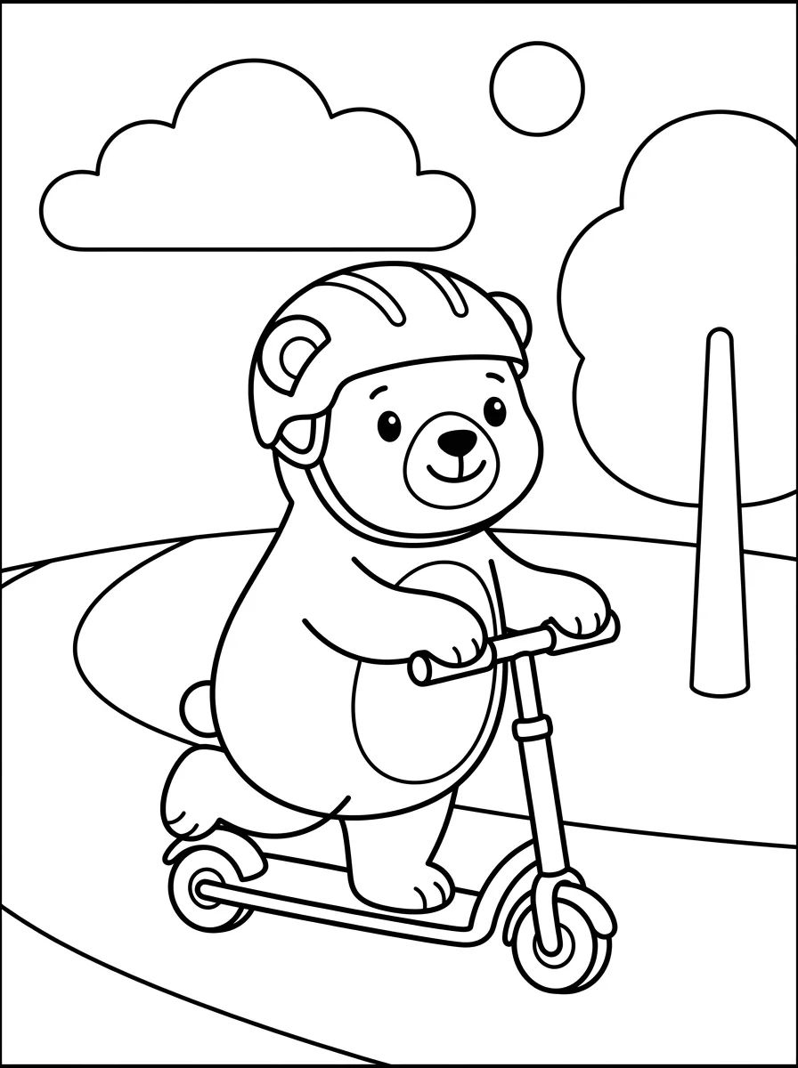 Bobbie Andando de Patinete para colorir Desenho de Bobbie Andando de Patinete para colorir e imprimir grátis
