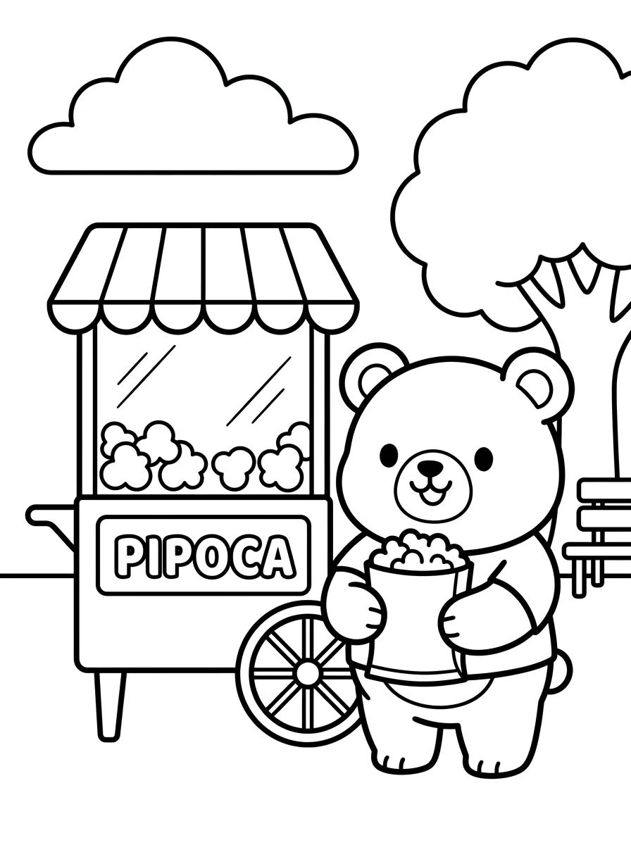 Bobbie Comprando Pipoca na Praça para colorir Desenho de Bobbie Comprando Pipoca na Praça para colorir e imprimir grátis