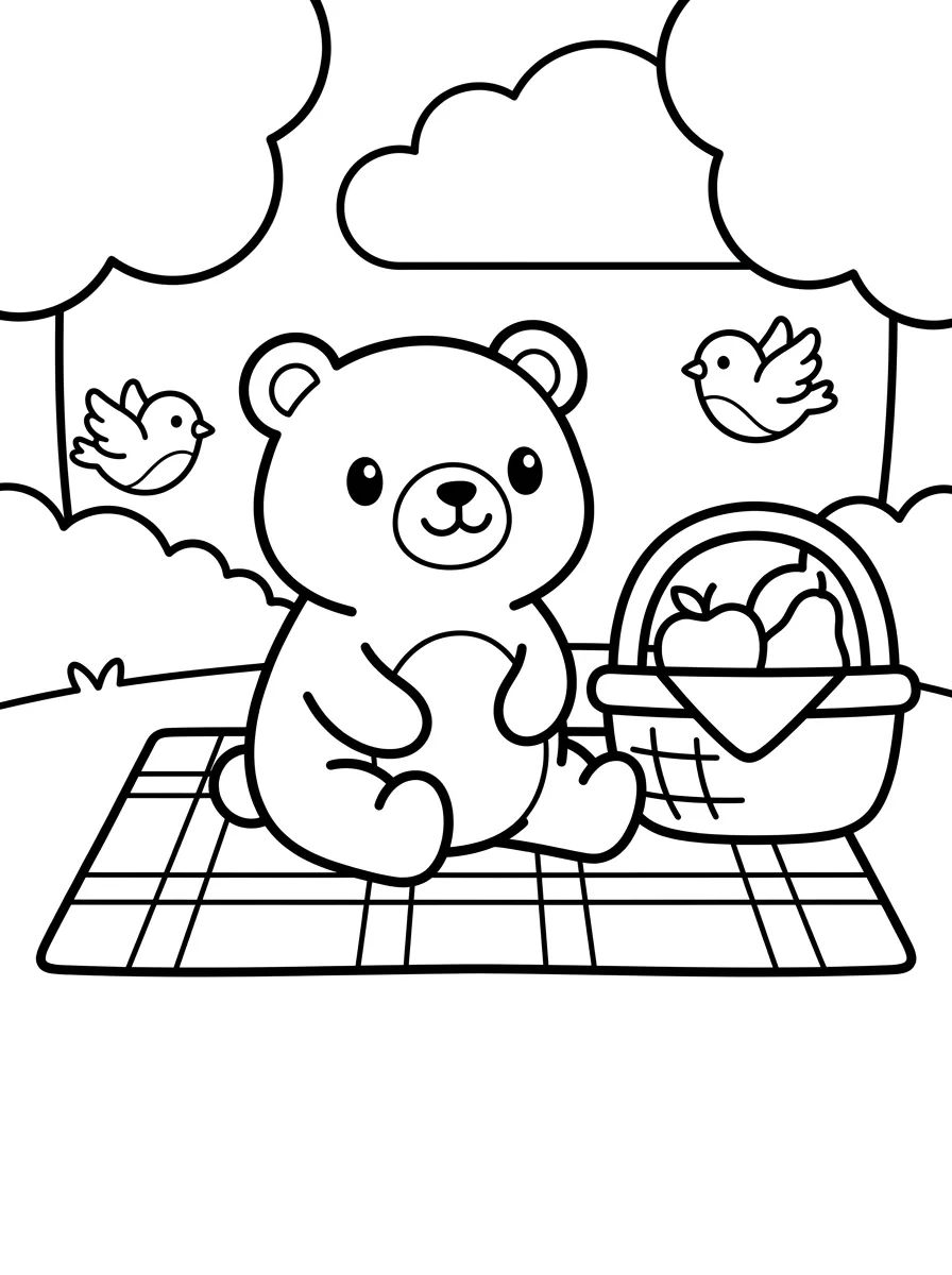 Bobbie Having a Picnic in the Woods para colorir Desenho de Bobbie Having a Picnic in the Woods para colorir e imprimir grátis