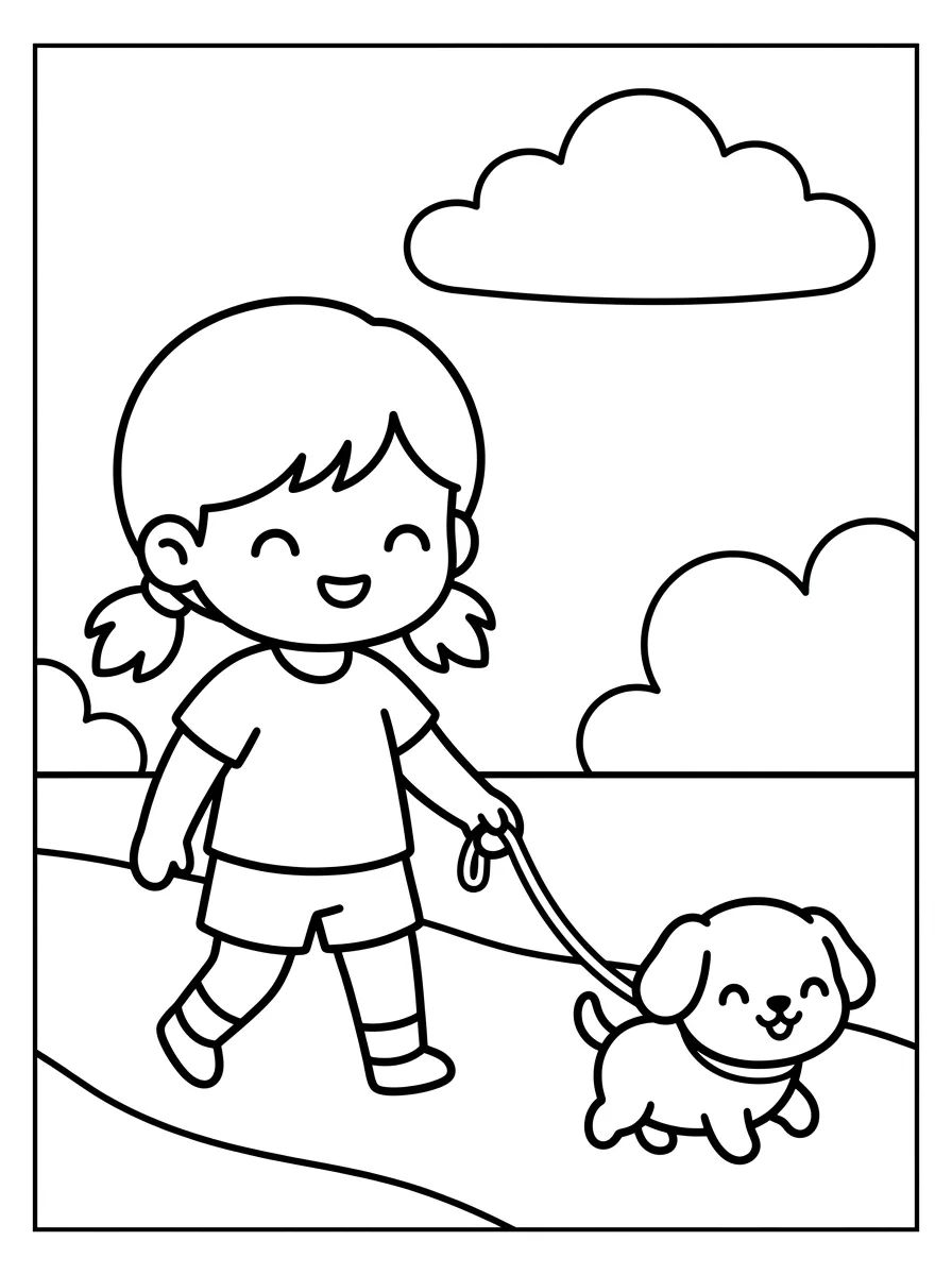 Bobbie Passeando com o Cachorrinho para colorir Desenho de Bobbie Passeando com o Cachorrinho para colorir e imprimir grátis