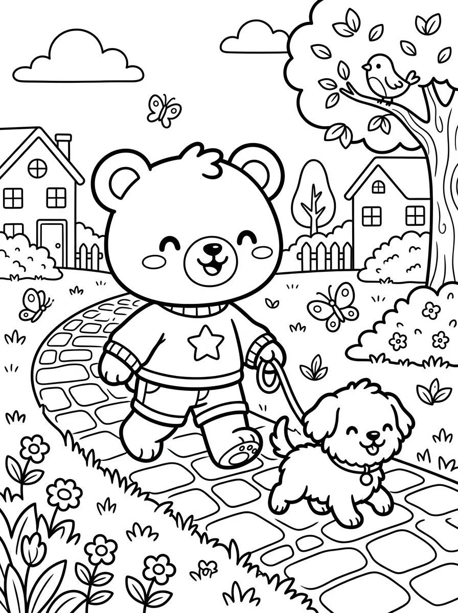 Bobbie Passeando com o Cachorrinho para colorir Desenho de Bobbie Passeando com o Cachorrinho para colorir e imprimir grátis