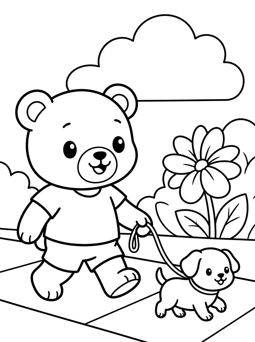 Bobbie Paseando con su Perrito para colorir Desenho de Bobbie Paseando con su Perrito para colorir e imprimir grátis