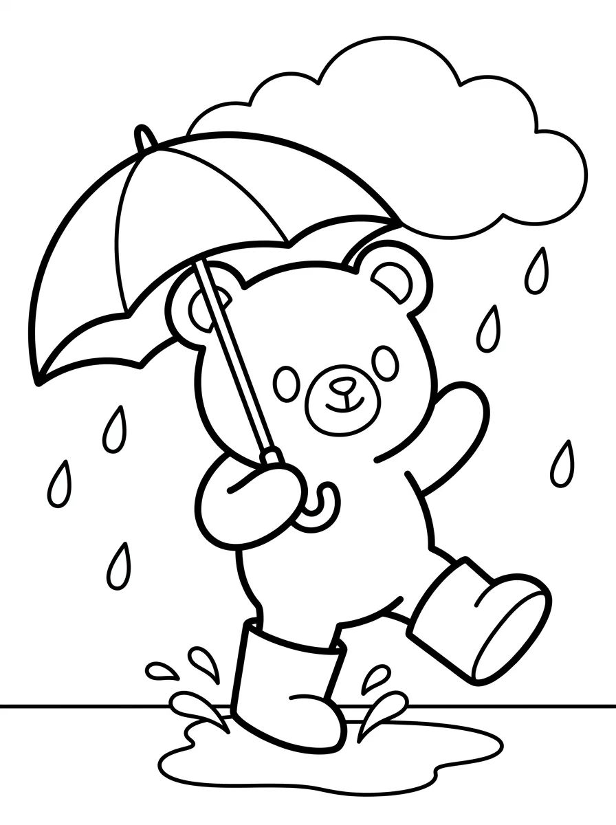 Bobbie Passeando na Chuva com Guarda-Chuva para colorir Desenho de Bobbie Passeando na Chuva com Guarda-Chuva para colorir e imprimir grátis