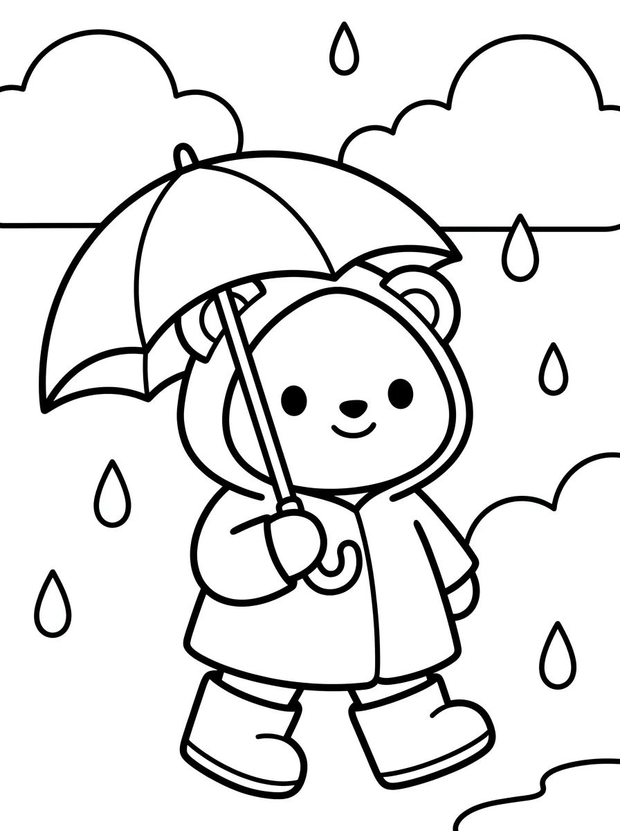 Bobbie Bear in the Rain para colorir Desenho de Bobbie Bear in the Rain para colorir e imprimir grátis