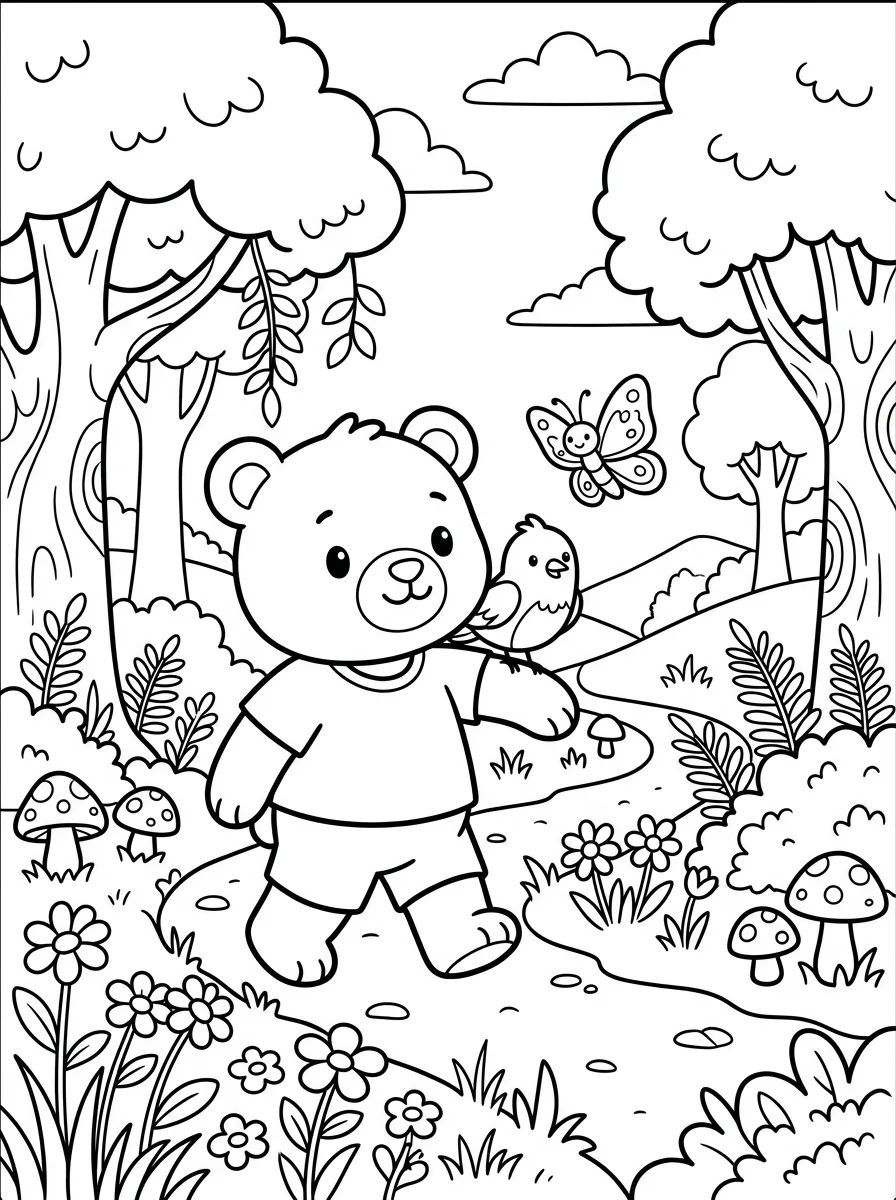 Bobbie Passeando na Floresta com Amigos para colorir Desenho de Bobbie Passeando na Floresta com Amigos para colorir e imprimir grátis